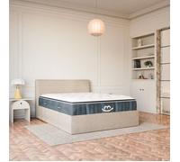 Pack lit coffre beige et matelas hybride 180x200 épais 30cm - Célia & Victoria - Morphea