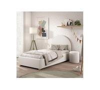 Pack Lit Coffre Enfant et Pouf Moon en Polyester 90x200cm Blanc