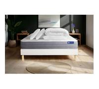 Pack prêt a dormir matelas ACTILATEX DREAM Latex et memoire de forme 140x190 cm + sommier KIT blanc + 2 oreillers + couette