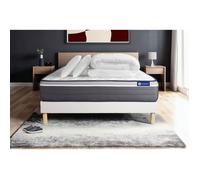 Pack prêt a dormir matelas ACTILATEX PLUS 140x190 cm Latex + Memoire de forme + sommier KIT blanc + 2 oreillers + couette