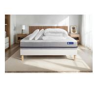 Pack lit complet 140x190 cm - Matelas + Sommier Blanc (en kit) + 2 oreillers + Couette - Actilatex S