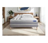 Pack lit complet 140x190 cm - Matelas + Sommier Gris (en kit) + 2 oreillers + Couette - Actiflex Sof
