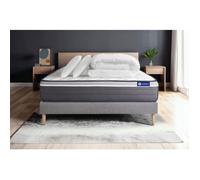 Pack prêt a dormir matelas ACTIMEMO PLUS 140x190 Memoire de forme 7zones confort + sommier KIT gris + 2 oreillers + couette