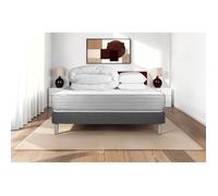 Pack lit complet - Matelas 140x190 cm + Sommier tapissier à lattes (en kit) + 2 oreillers + Couette - Vitalmemo Gris