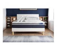 Pack prêt a dormir ACTIMEMO CONFORT Matelas memoire de forme 140x200 Maxi epaisseur + sommier KIT blanc + 2 oreillers+couette