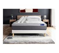 Pack prêt a dormir matelas ACTILATEX PLUS 160x200 cm Latex + Memoire de forme + sommier KIT blanc + 2 oreillers + couette