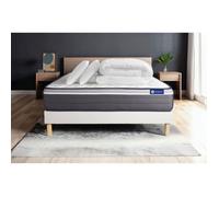 Pack lit complet 160x200 cm - Matelas + Sommier Blanc (en kit) + 2 oreillers + Couette - ActiMemo Pl