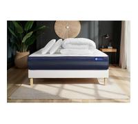 Pack lit complet 160x200 cm - Matelas + Sommier Blanc (en kit) + 2 oreillers + Couette - Actimemo Te