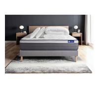 Pack prêt a dormir matelas ACTIFLEX PLUS 160x200 Ressorts ensaches+Memoire de forme + sommier KIT gris + 2 oreillers+couette