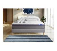 Pack prêt a dormir matelas Ressorts ensaches+Memoire de forme ACTIFLEX ZEN 160x200 + sommier KIT gris + 2 oreillers +couette