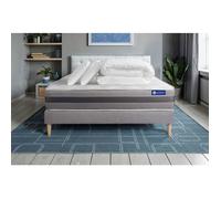 Pack lit complet 180x200 cm - Matelas + Sommier Gris (en kit) + 2 oreillers + Couette - Actimemo Rel