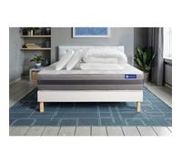 Pack lit complet 200x200 cm - Matelas + Sommier Blanc (en kit) + 2 oreillers + Couette - Actimemo Re