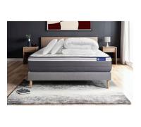 Pack lit complet 200x200 cm - Matelas + Sommier Gris (en kit) + 2 oreillers + Couette - Actilatex Pl