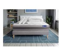 Pack lit complet 200x200 cm - Matelas + Sommier Gris (en kit) + 2 oreillers + Couette - Actimemo Rel