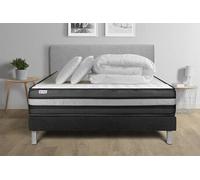 Pack lit complet - Matelas 140x190 cm + Sommier tapissier à lattes (en kit) + 2 oreillers + Couette - Vital Power Zen