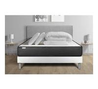 Pack lit complet - Matelas 140x200 cm + Sommier tapissier à lattes (en kit) + 2 oreillers + Couette - Vitalpower G