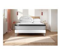 Pack lit complet - Matelas 160x200 cm + Sommier tapissier à lattes (en kit) + 2 oreillers + Couette - Vital Ergo Blanc