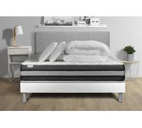 Pack lit complet - Matelas 160x200 cm + Sommier tapissier à lattes (en kit) + 2 oreillers + Couette - Vitalspring Zen