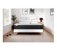 Pack lit complet - Matelas 200x200 cm + Sommier tapissier à lattes (en kit) + 2 oreillers + Couette - Vitalmemo One Blanc