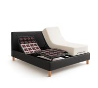 Pack Lit Électrique Matelas 160x200 cm - Gris foncé - Sommier relaxation+Contour lit Tissu+Matelas