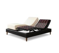 Pack Lit Électrique Matelas 160x200 - Noir - Sommier relaxation+Contour lit Simili cuir+Matelas