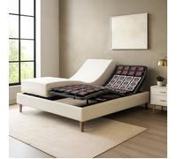 Pack Lit Électrique Matelas 180x200 - Blanc - Sommier relaxation+Contour lit Simili cuir+Matelas