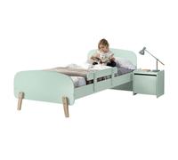 Vipack Lit enfant Kiddy – Set 90x200 cm, sommier à lattes, chevet et barrière – Vert menthe