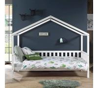 Pack - Lit Enfant Cabane & Matelas "Dallas II" 90x200cm Blanc