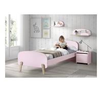Pack - Lit Enfant, Chevet & 2 Étagères "Kiddy" 90x200cm Rose