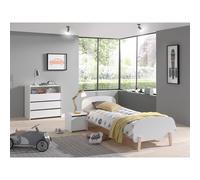 Cette combinaison Kiddy se compose des éléments suivants : commode kiddy 3 tiroirs blanc * et un lit kiddy 90 blanc * et un kiddy nako blanc *