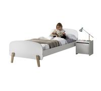 Vipack Kiddy Set composé d'un lit simple 90x200 cm, avec sommier à lattes et chevet, finition MDF laqué blanc