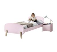 Vipack Kiddy Set composé d'un lit simple 90x200 cm, avec sommier à lattes et chevet, finition MDF laqué rose