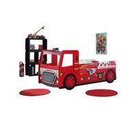 Pack - Lit Enfant & Matelas Camion de Pompier 90x200cm Rouge