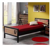 Pack - Lit Enfant & Sommier "Alex" 90x200cm Marron & Noir