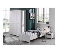 Vipack Erik Lit Simple +Sommier + Table De Chevet + Armoire 3 Portes