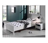 MES Lit Vicky - 90 x 200 cm + Chevet - Pin Blanc
