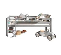 Pack - Lit Enfant Surélevé & Etagère "Pino" Gris