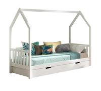 Vipack Lit cabane 90x200 cm – encadrement latéral, tiroir, pin massif blanc