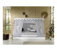 Pack - Lit Enfant, Tiroir & Voile "Tipi" 90x200cm Blanc
