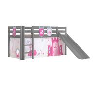 Vipack Lit de jeu Pino – avec toboggan, set textile (rideau) et 3 sacs "Princes"