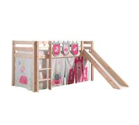 Vipack Lit de jeu Pino - Toboggan, couchage 90x200 cm, set rideau et 3 sacs "Princes"