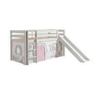 Vipack Lit de jeu Pino avec toboggan et rideau textile "Birdy"