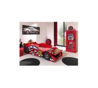 Pack - Lit Enfant Voiture ""Race"" & Armoire 1 Porte ""Pompe à Essence"" Rouge
