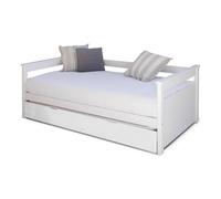 Pack Lit Gigogne Avec 2 Matelas Bois Massif Izao Blanc 90X200