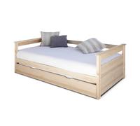 Pack Lit Gigogne Avec 2 Matelas Bois Massif Izao Bois Naturel 90X200