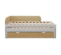 Pack Lit Gigogne Avec Tiroir Et Matelas Bois Massif Noha Blanc Et Bois 90X200