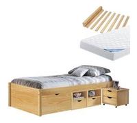 Pack Lit Multi-Rangement 90x200 + Matelas Ibiza - CALI - ALTOBUY G