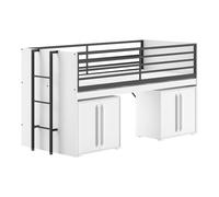 Pack - Lit Superposé & 2 Commodes à Portes "Sam" 90x200cm Blanc