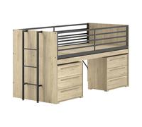 Pack - Lit Superposé & 2 Commodes à Tiroirs "Sam" 90x200cm Chêne