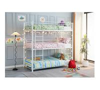 Pack Lit superposé en métal blanc 3 couchages 90x190 avec matelas TRIPLE